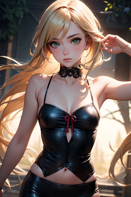 Best, Masterpiece, High Resolution, Best Quality, Ultra HD, Super Detail, Award-Calling, 16k, Solo, (Upper Body), Anatomically Correct, Beautiful Maiden, Cute Face, Highlights, Gradient Beige Hair, Hair Strands, ((Heterochromia)), Long Eyelashes, Hanging Eye Corners, Fair Skin, (Small), (Slim Body), (French Clothes Able to Go Out)), Stud Earrings, (Neck Rings), Very, Very Short Gloves