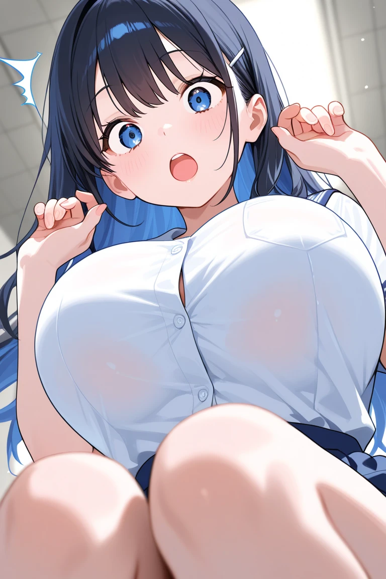 Perfect human body,1 girl, (very highly detailed background、subways), 鎖骨,Sleeveless sailor suit,Bow knot,semi transparent,(white stockings),((woman with fever)), ((perspiring,steamy,college aged))), Colossal tits,((The expression of color)), (Blushlush:1.2), Robbed by 2 men,