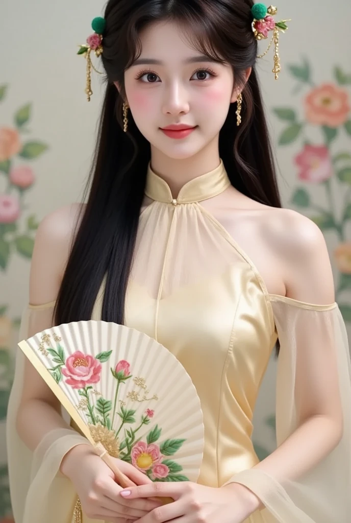 1girl, long_hair, portrait, upper body, china transparent silk dress, dress, hair ornament, necklace, jewelry, long hair, earrings, chinese clothes