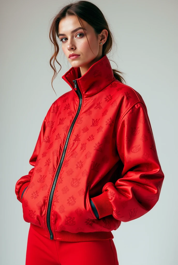 Red oversized T-shirt with black sleeves underneath