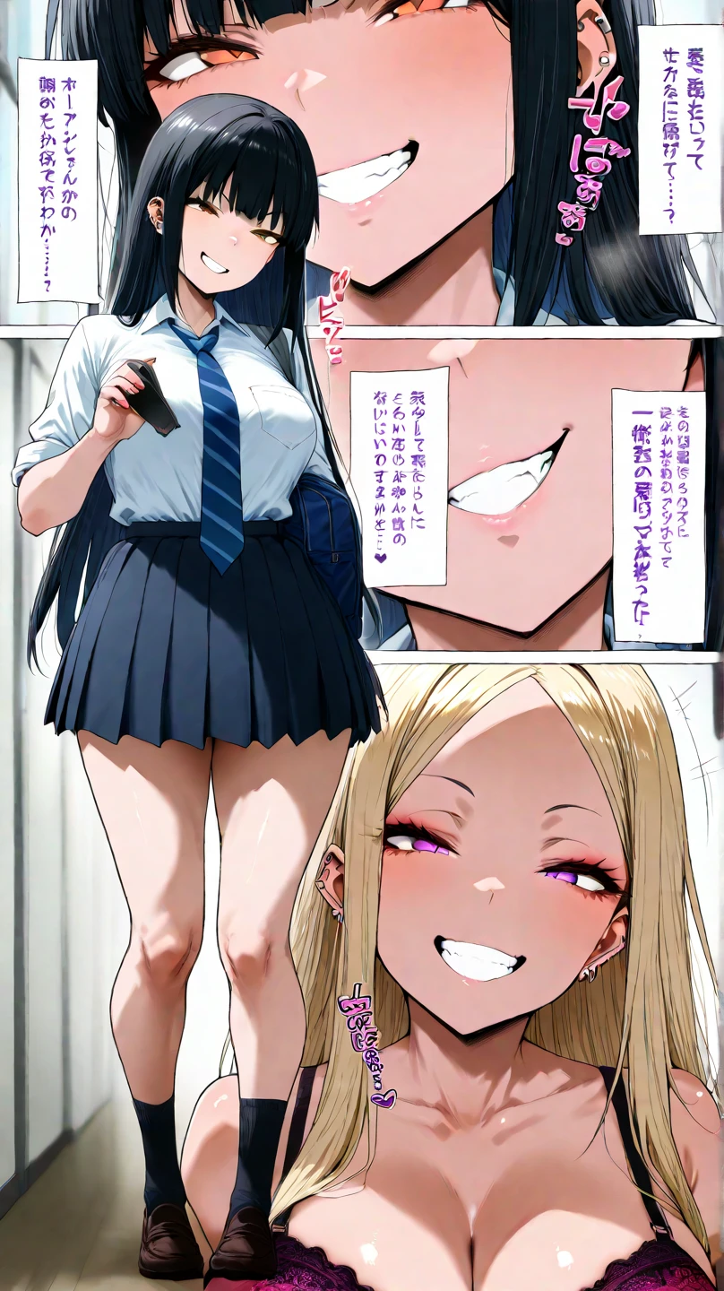 score_9, score_8_up, score_7_up, score_6_up, source_anime, BREAK, 1girl, 2boys, ((mature female)), 2boys, mmf, standing side by side, faceless male, ((gyaru)), muscular male, ((size difference)), clothed, gyaru fashion, breast grab, cuckold pov, ((netorare)), ntr, cuck, cuckolding