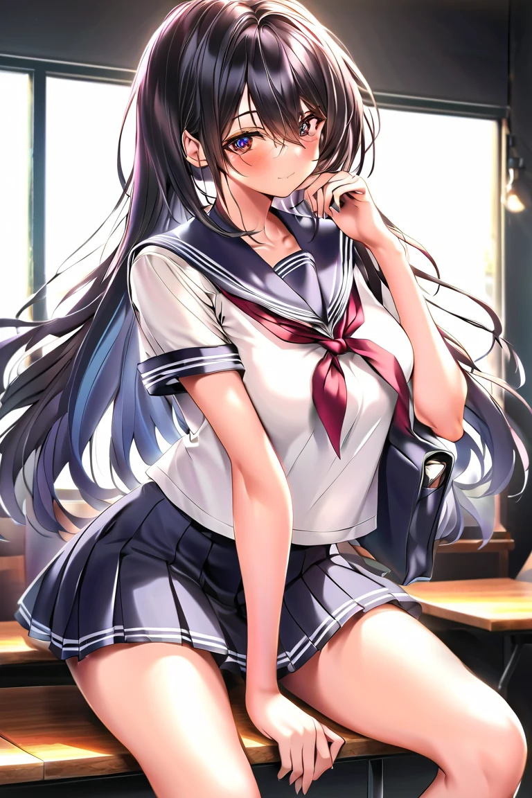 high quality、woman、Sailor suit、skirt、Pants with white ribbon、Panties in full view、Erotic、