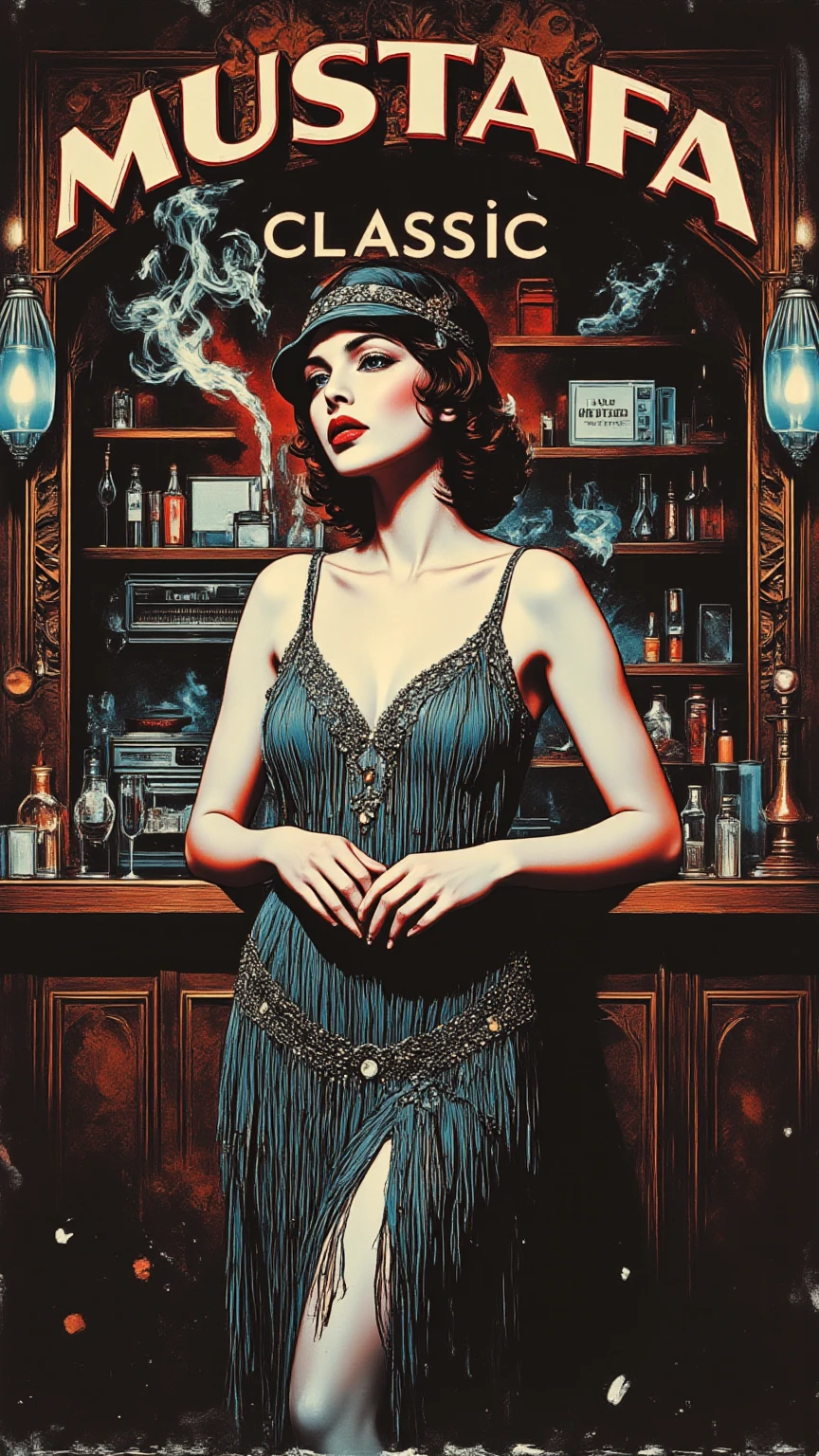 robert johnson, gritty, alabama bar, blue note, charismatic , green dress, illustration, noir fantasy, lone canadian lady, sad ending, saxophonist