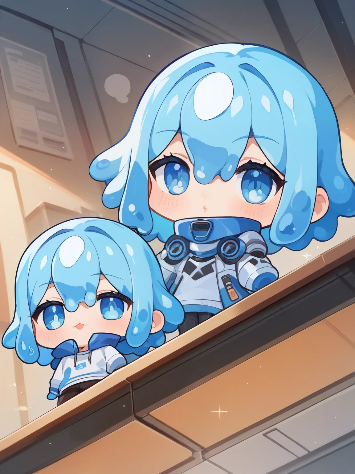 score_9, score_8_ up, score_7_ up, score_6_ up, score_5_ up, anime,nsfw, uncensored ,( chibi:1.5), cute android girl in production, connected by countless cords , test bench lying on a, from below, inorganic mechanical skeleton ( aluminum, matte slime light ), Light blue turnip , , thin lips, Lifeless face, beautiful eyes that seem to say something , Anime Illustration, be more creative ,Kyoani Style,glitter,