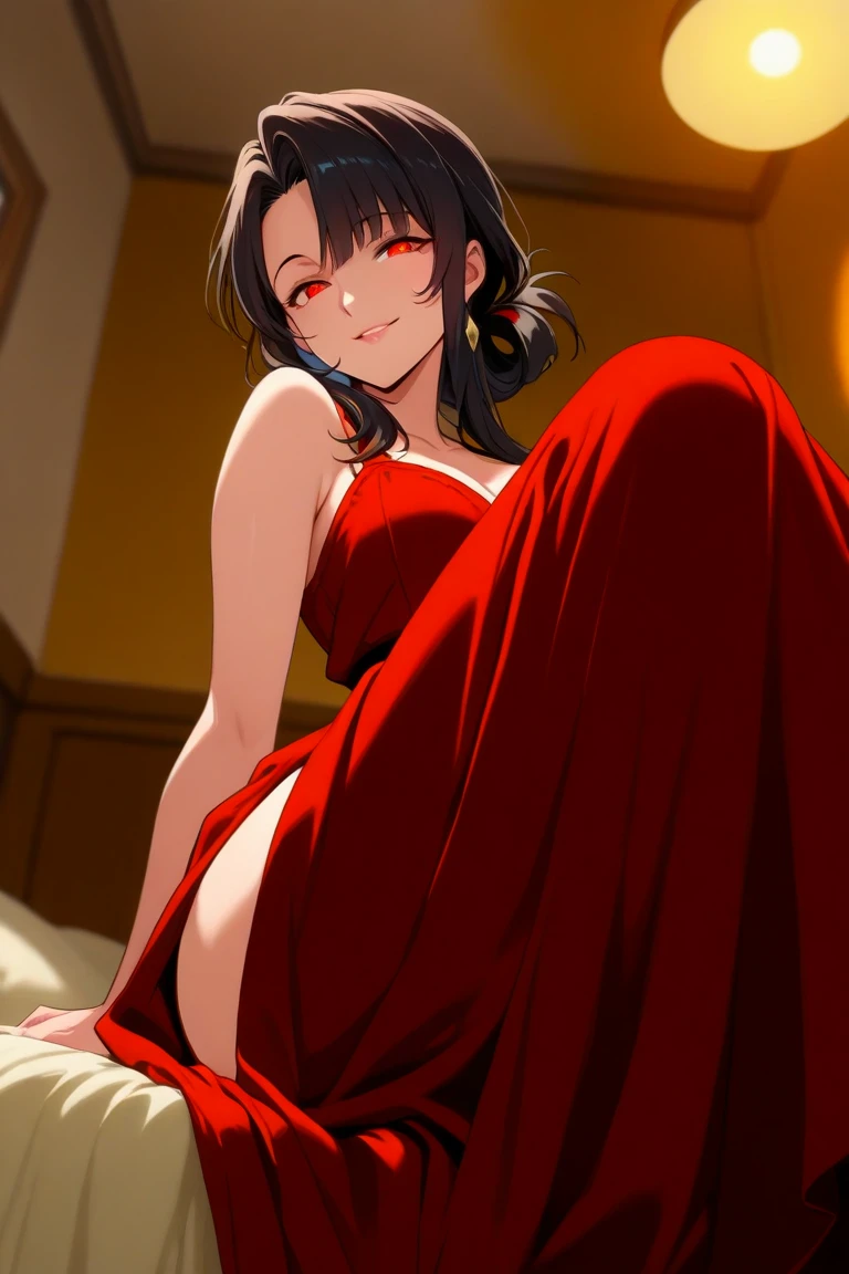 masterpiece、16k high resolution photos、Ultra-detailed、highest quality、Perfect Anatomy、(Photorealistic:1.4)、(Megumin)、1 girl、(Shortcuts、Black-haired)、Red eyes、smile、Looking at the camera、(bra:1.5、White lace)、Beautiful cleavage、Hard chest。Large Breasts:1.6、Beautiful and smooth、Huge Ass:1.6、Wide hips:1,6、(Thong Panties:1.4、High leg、White lace)、Bedroom Background、Look forward、standing、ＨPause、