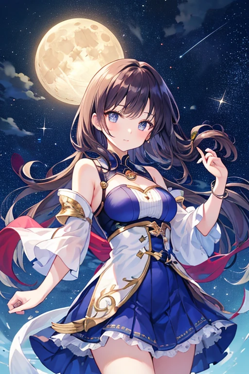 magical little girl,obviously stupid,Big breasts are beautiful,Secondary two,Light brown hair, eBlue eyes, vivaciousness, Full of prunes, Noble girl, astrologer, a blue dress, Oh, God, holy