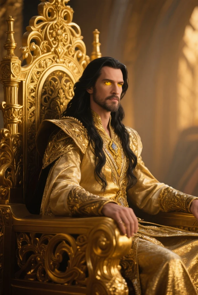 1 man, courageous handsome man, large expressive almond-shaped eyes, wise beautiful face, Slavic traits, Diadem, silk long white elven robes, long golden thick hair, smiling, Lord of the Rings, God, Divine Beauty, Apollo