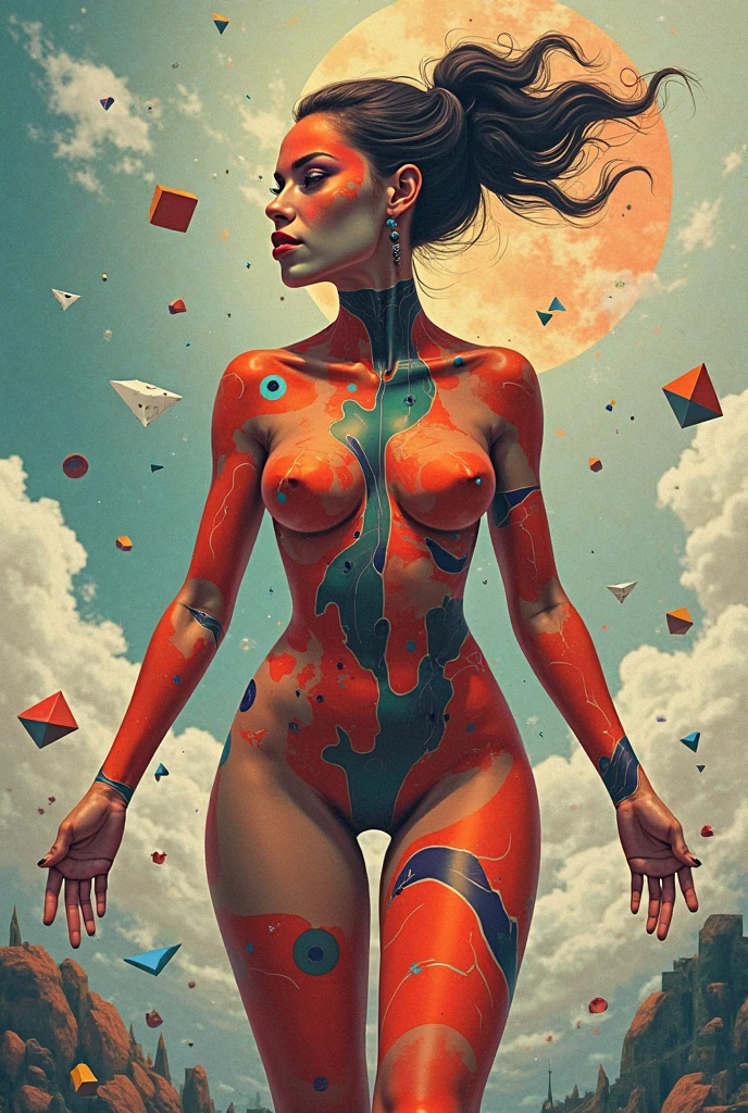 (colorfulsurrealismai), digital art, masterpiece, ((NSFW)), BREAK, ((biopunk world)), a woman experimenting with herself in her laboratory, glasses, boots, hairy pussy, (full body shot), open lustful pose, open clothes, detailed anatomy, detailed skin, detailed complex background