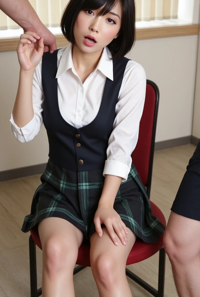 Masterpiece,Highest quality,Official Art,Highly detailed CG Unity 8k wallpapers, Best Quality, 8k, 12 Year Old Naked Girls, tits小さい, 、Raw photo, Absurd, Award-winning portraits, A shy smile, Solo, , , Delicate girl, upper body, Digital SLR, Looking at the Viewer, Frank, Sophisticated, Thin arms, maid Cafe, (Detailed eyes and face:1.0), (Senile:1.1)、((NSFW:1.7、Real))、1 Girl, ((Schoolgirl uniform)), View your viewers, Young face、Satisfied expression, (( Spreading legs、With legs apart、Mainly crotch)),Show your chest、、tits、Small breasts、、((Genitals))、((((10 years old)))))、(((Genitals)))、(Pussy line)、((((Japanese elementary school students、She has a short hair style、Japanese Junior Idols、I was in ecstasy.....、、I feel ecstasy、