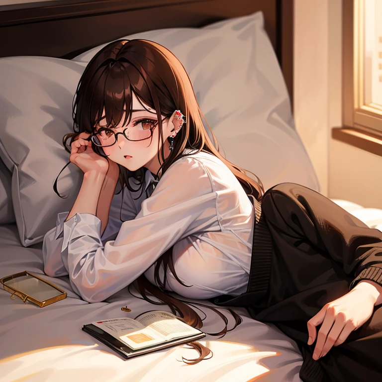 NFSW、Girl sleeping on sofa、Glasseiku、underwear、Sweating from the heat、The book I was reading falls