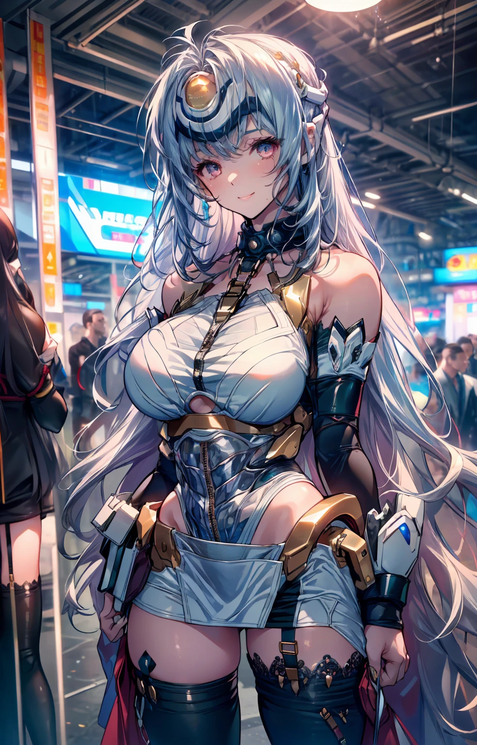 ((Best quality)), ((masterpiece)), (highly detailed:1.3), 3D, beautiful, (cyberpunk:1.6), in space, nebula, (holding_weapon:1.3), laser, (1Female mecha:1.3), sexy body, facing the audience, Glowing eyes, full body, (flying, swooping down, dynamic, motion blur: 1.4), (huge mech wings: 1.6), looking up, glowing_eyes, mecha, panorama, background is earth, nebula, space, particles, Reality, HDR (High Dynamic Range), Ray Tracing, NVIDIA RTX, Super Resolution, Unreal 5, Subsurface Scattering, PBR Textures, Post Processing, Anisotropic Filtering, Depth of Field, Maximum Clarity and Clarity, Multilayer Textures, Albedo and Specular maps, Surface shading, accurate simulation of light-material interaction, perfect proportions, Octane Render, two-tone lighting, large aperture, low ISO, white balance, rule of thirds, 8K RAW, efficient sub-pixel, sub-pixel volume product, (best quality),(Japanese:0.5),(korean:0.8), (Liu Yi Fei:1.5) long hair, (big breast:1.2),(underboob:1.5), (white transparent lace mini skirt:1.5)