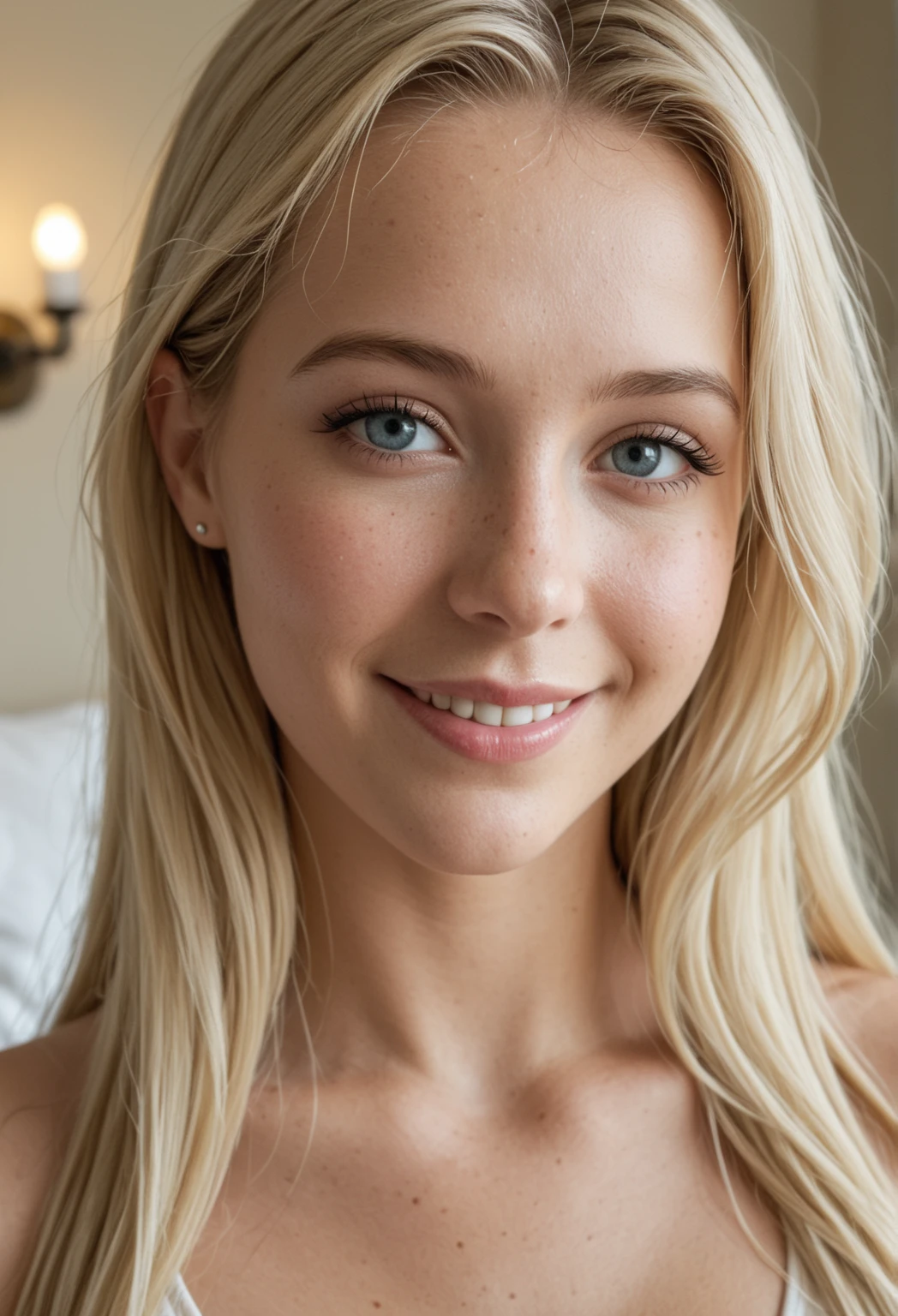 a woman with blonde hair and a white shirt smiles at the camera - stock image, stock photo by alamy, blonde swedish woman, 30-year-old french woman, A complete portrait of the Nordic female, Alana Fletcher, riske, katey truhn, 6523803, French facial features, 40 years old women
