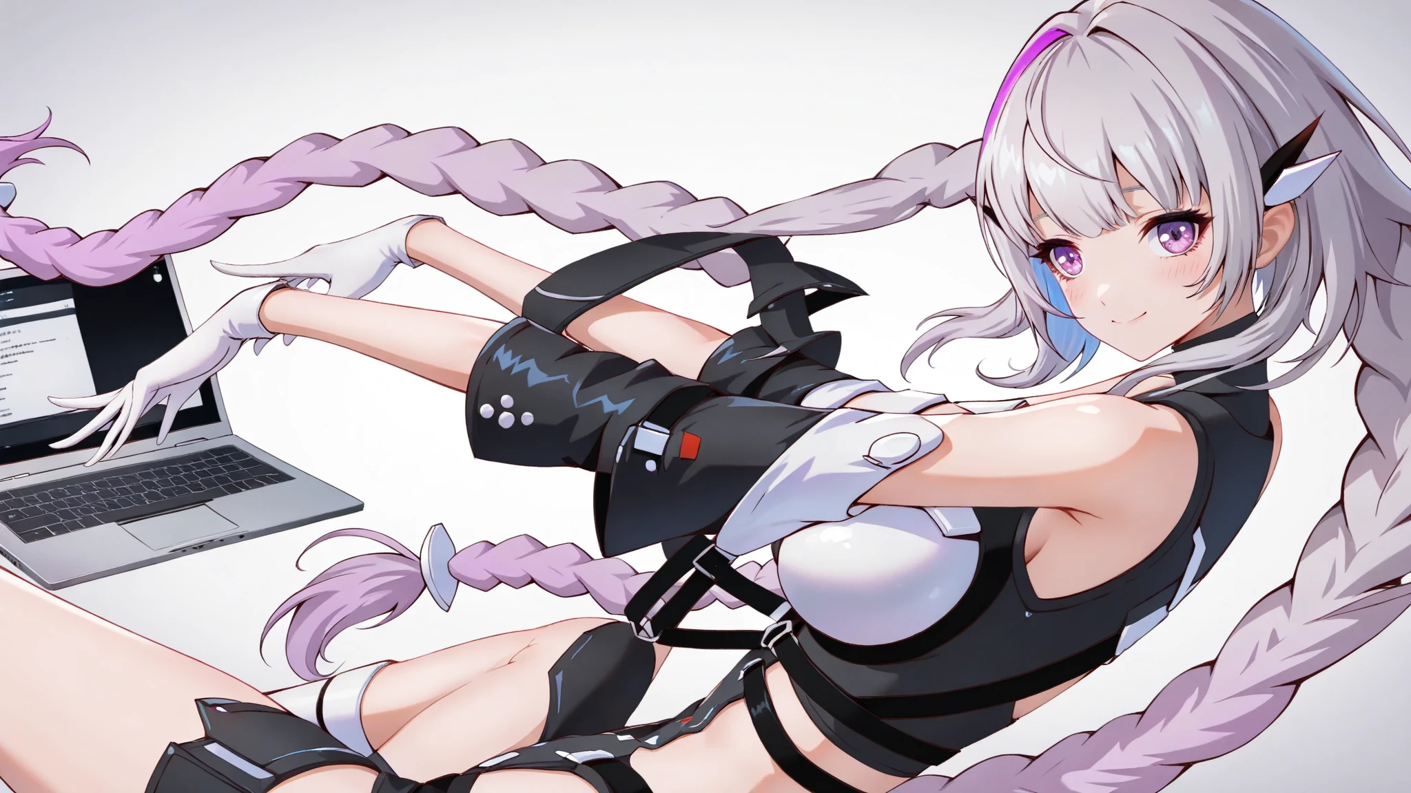 1boy, femboy, solo, indoors, whole body, skg_marie, maid, maid apron, maid headdress, twin tails, skull hair ornament, red brooch, juliet sleeves, light rays, glow, (masterpiece), curvy body, thick thighs, thick ass , hands on the hips, angry expression