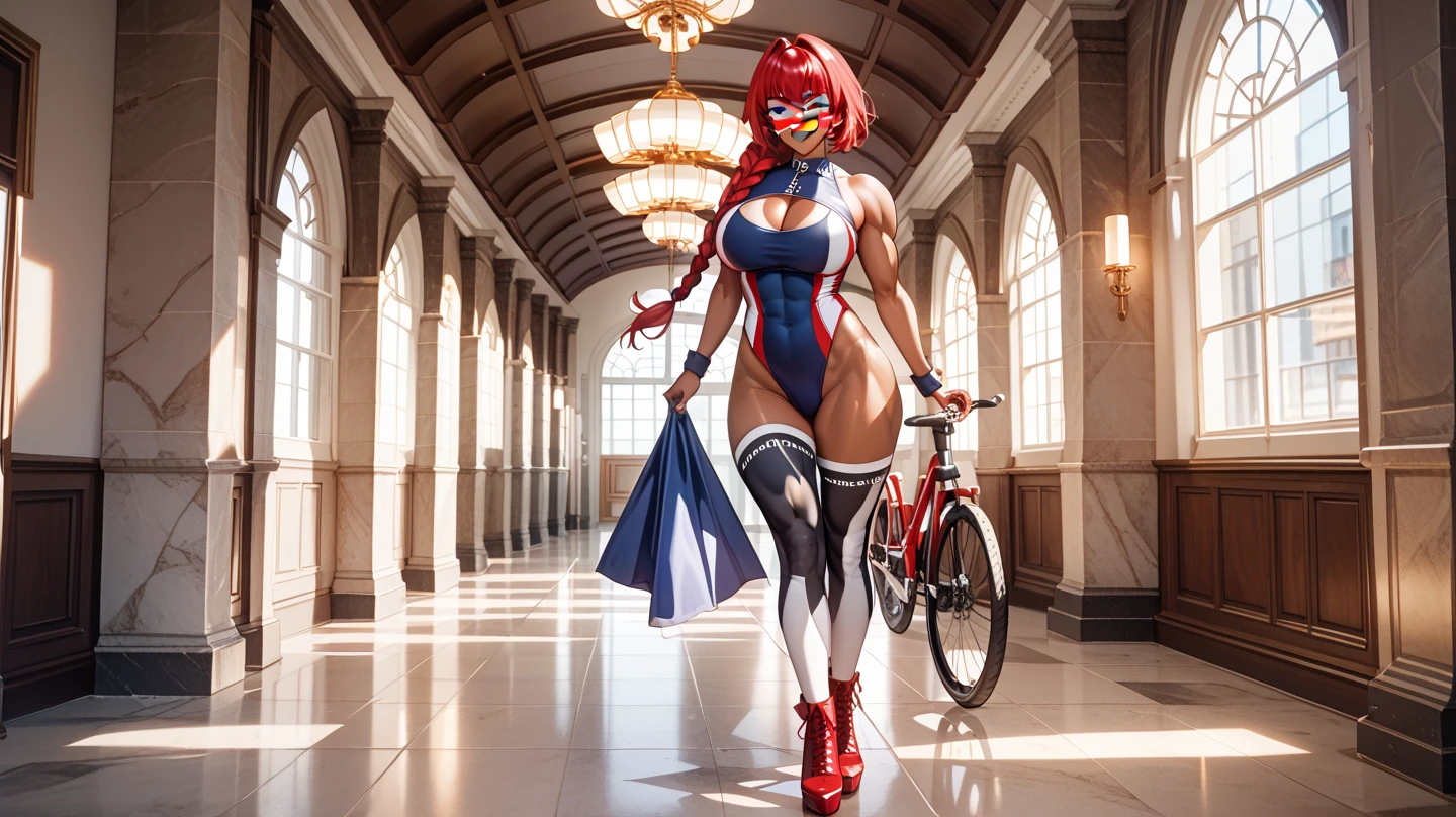 ultra-detailed, Explicit, Beautiful body, Beautiful Nose, Beautiful character design, perfect eyes, perfect face, ultra highres, 4K, beautiful legs, perfect legs, Nice hands, Perfect hand, Masterpiece, Best Quality, Highly detailed, illustration, absurdres, street fighter, doll suit, shadaloo doll, dollsuit, expressionless, blank eyes, looking at viewer, red gloves, emotionless, black latex, corrution, mind control, female combatant, full body, hypnotized, unhappy trance, full body suit, ribbed bodysuit, both arms at side, obey, perfect female body, extremely glossy latex, hypnosis, hypnoLora, empty eyes, Mind control device, poses, submissive_pose, Slave, hat, necktie, stand up straight, standing, standing at attention, hat, necktie, belt, latex, ribbed bodysuit, thighhighs, garter belt, Fighting Stance, extending the right arm from the shoulder into the air with a straightened hand, saluting, military, military saluting, salute, thigh boots, 1girl, Aelita Evolution, code: lyoko, pink hair, short hair, long ear, green eyes