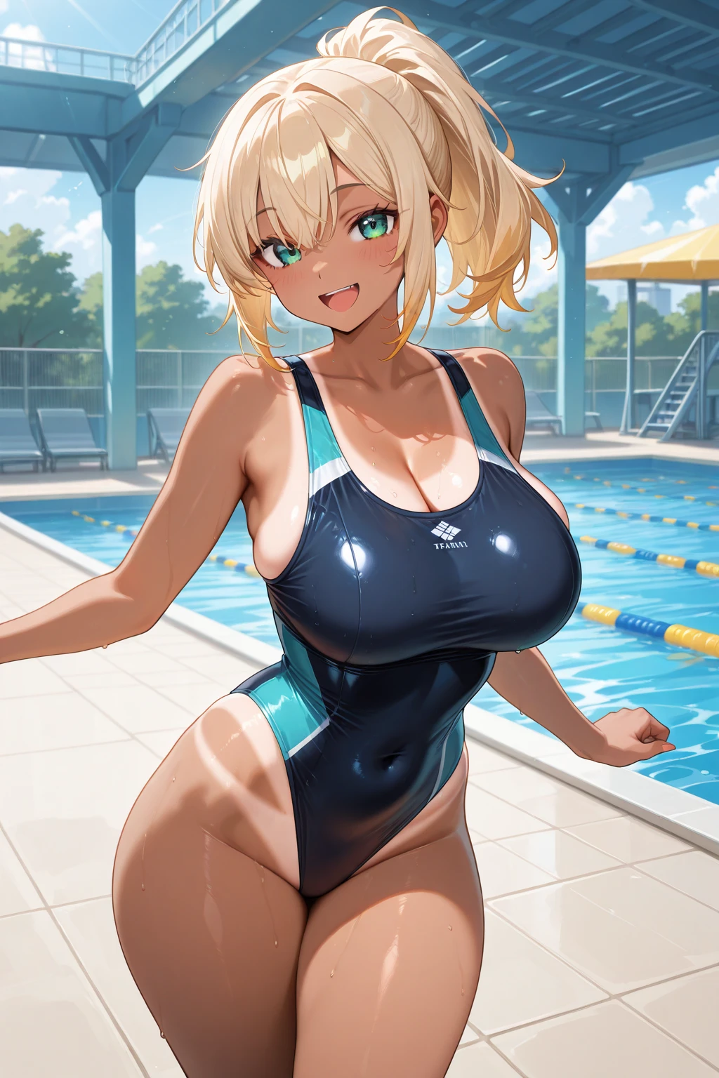 Anime Kawaii sexy Perfect Slim sensual body large breast and huge thighs, An intricate and highly detailed illustration of anime (Young girl) tabletop, best qualityer, fine-details, high resolution, 8k、wall-paper, perfect dynamic composition, beautiful detailed eyes, The bikini, Colossal , Natural color lips, pose sexy,(8k, 超Uma high resolution, best qualityer, tabletop:1.2),(18-years old:1.2)、RAW portrait of Japanese woman、Photorealistic、超Uma high resolution、Maximum quality、 (Huge breasted, neckleace:1.2),((swimming race costume :1.4))、(by the pool)、 (natural skin texture、skin detailed、hyper- realism、ultra sharpness)、(hair blonde:1.3)、depth of fields、korean idol、Idol Nogizaka、featuring Gravure Idol