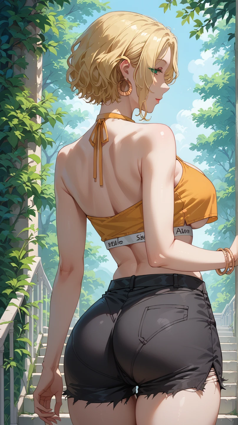 ((Mejor calidad, 8K, obra maestra :1.3)), 1 chica, Mujer bonita con abdominales delgados enfatizados. :1.3, (Peinados al azar, pechos enormes :1.2), Camiseta sin mangas extragrande :1.2, cara ultra detallada, ojos detallados, double eyelid