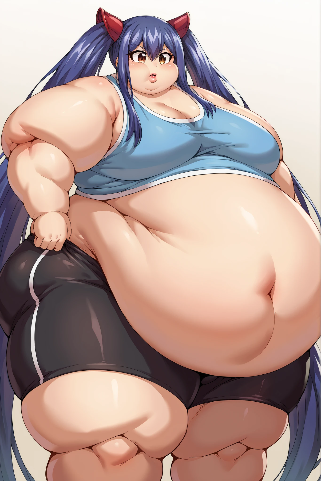 obra-prima, melhor qualidade, 1 garota gorda rindo, corpo gordo, cabelo ROXO, purple hair, chibi , Chibi, rindo (garota solo) rosto grande