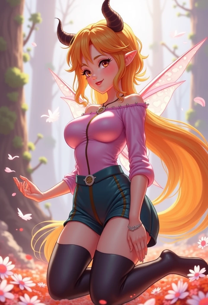 uploaded on e621, by Bayard Wu, by Thomas Benjamin Kennington, by Einshelm, solo anthro, ((Portrait)), ((Wear a "Hello Kitty" outfit)), (White and Pink Underwear), (girly stockings, homie stockings), (detailed Bonifasko lighting), (Detailed fur), (detailed skin), (Cinematic lighting), ((Detailed background, cozy forest)), (half body shadow), [ambient light on the belly], [explict content], [sharp-focus], (shaded), ((Masterpiece), grass eyes, (long hair:1.4), (pink hair), Average Breasts, ((Small Yellow Wings)), small wings, pectoral muscles, Fluffy pony, MLP, My Little Pony, (Flutter Shy), yellow skin, happy, shy pony, (fluffy fur:1.4), fluffy tights, fluffy chest, furry fantasy art, anthro art, commission for high res, Furry art, pov furry art, Sakimichan is beautiful, Masterpiece, Best Quality, Detailed image, Bright colors, Detailed Face, perfect  lighting, Perfect shadows, Perfect eyes, focus on girl, flawless face, gorgeous body, Hourglass body, feet focus (hooves), Fluffy, fluffy girl, Body fur, Animal nose, pony muzzle, Playful look, half closed eyes, 1girl, full body, Detailed fur, Balanced coloring, ((Long mane, pony tail)), Furry, anthro, (attractive body:1.5), looking at viewer, seductive gaze, seductive posing, perfect legs, looking up, nervous, embarrassed, shy, kneeling, 