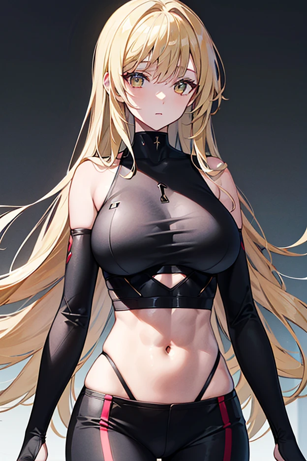 1girl (magik), absurdres, close up, masterpiece, green eyes, long blond hair with bangs, breasts, strong toned body, yellow and black bikini showing shoulders, highres, (skirt), looking at the viewer, solo, medium breasts, dark background, (thighs), sunny, wet, outdoor setting, beach, sand, playing beach-volley