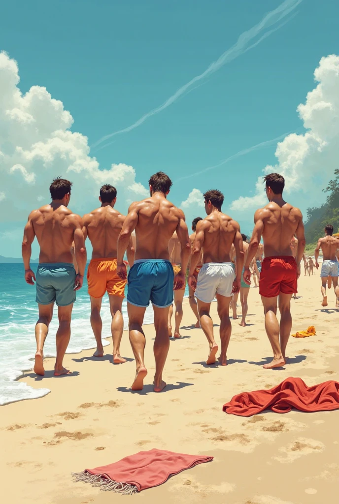3 man, white and on the beach