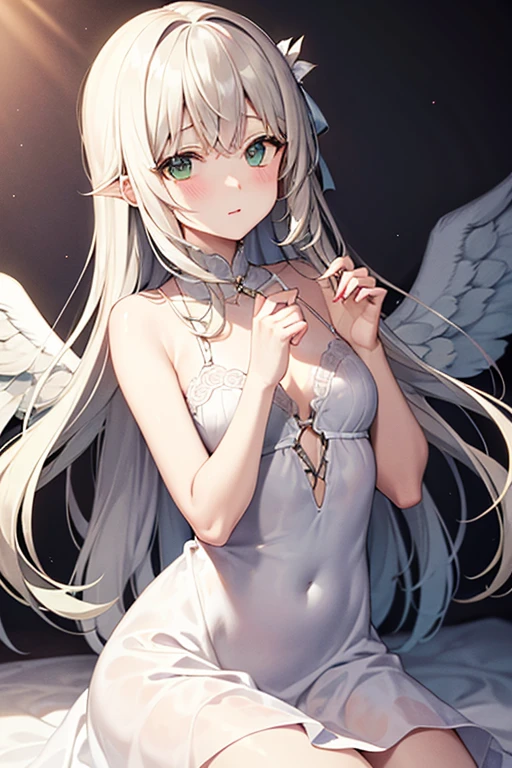 1girl, beautiful, fairy wings, intricate design, intricate clothing design, beautiful long dress, (character sheet), ((white background)), (no text)