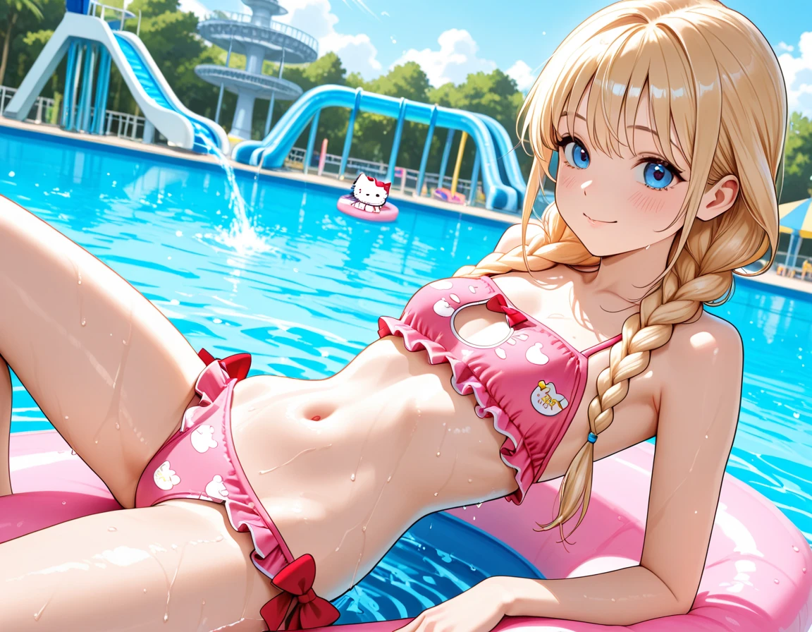 Girl in a micro bikini frying bear meat
