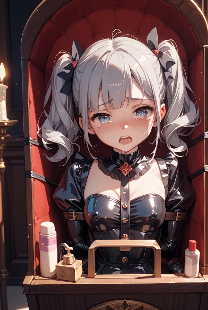 realistic, masterpiece, highest quality, perfect anatomy, (fine eyes), Sweat, night, outdoor, BREAK anatomically correct, ,(extreme close up face:0.5),throw,((face focus)),NSFW,throw,(1 girl),, male, penis,Headpat,(((paizuri:1.5))), (((Blowjob:1.4))),((topless:1.3)), (((face focus, give a Blowjob to the viewer, Look up at the viewer while giving him a Blowjob,From above,, view from office chair))), ,blush, anguish, Staring lovingly,(((YamashiroRen))), (detailed expression), ((dull bangs, hair ornaments, uniform,epaulettes, white gloves, red cloak, black pantyhose:1.5)), BREAK BREAK looking at viewer, ,beautiful skin, shiny skin, perfect fingers, five fingers, anatomically correct, background bokeh, high quality, surreal, bright colors, ((nikon, 135㎜, f/1.8, very detailed, photo shoot)),