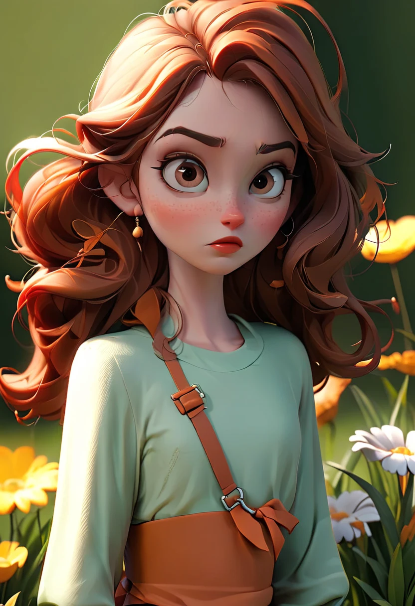1girl, (Low Angle Shot:2), a beautiful girl in a garden, detailed face, detailed eyes, detailed lips, detailed nose, long eyelashes, elegant expression, flowing hair, (4k,8k,highres:1.2), ultra-detailed, natural lighting, warm color tones, impressionist style, cinematic lighting, masterpiece, best quality, very aesthetic, absurdres