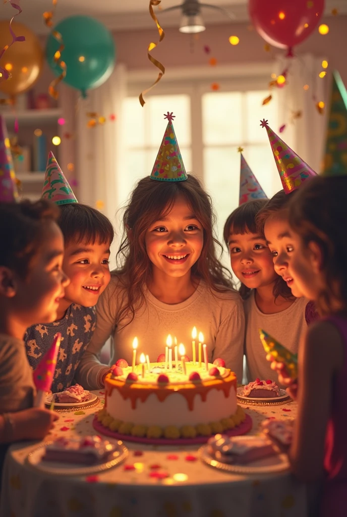 Create a realistic image of a girl name riddhi.Today his birthday 