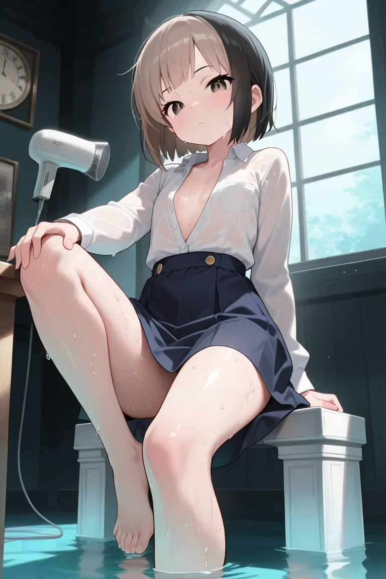 Chara,Cracked pee.,pussy,big breasts,Wear a short skirt,bathroom,Spread your legs,มือจับpussy,Secretly taken,Hold your pee,Standing to pee