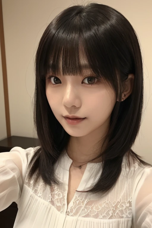 1girl in, 20yr old, gradient, up looking_で_viewer, Black_hair, Solo by JM, Yoshiko Akishino, Shorthair, sisterhood