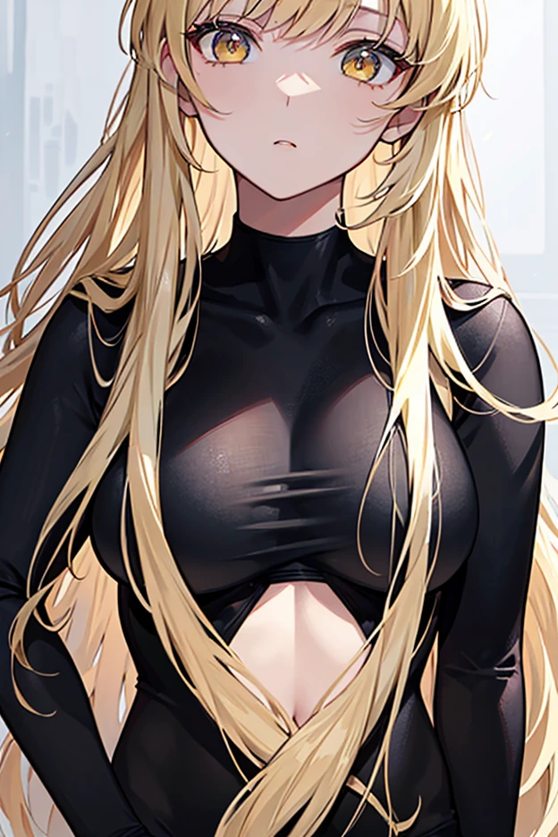 1girl, (((extremely long hair))), solo, ((((muscular)))), ((veins)), (black hair), (((yellow eyes))), blushing, (((thick thighs))), (((pale skin))), strong, veins, big thighs, ((huge breasts)), navel, standing, angry, shiny skin, (((casual clothes))), ((((sweaty))), (((shiny skin))), (see-through), ((hair down)), (((glowing eyes))), looking at viewer, (((loose black t-shirt))), (((sweatpants))), (simple background)