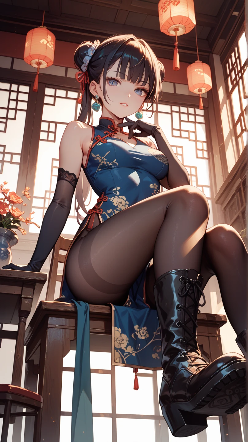 (well detailed background) (best quality), (high quality), (masterpiece), 1girl, solo , alhaitham \(genshin impact\), looking the viewer, short hair, grey hair, big breasts, hair over one eye, headphones, turquoise eyes, lace, lingerie, indoor, bedroom, pillows, sheets, smirk, grinn, makeup, naughty woman laying on bed with legs spreading wide open and her fingers pressed in her crotch