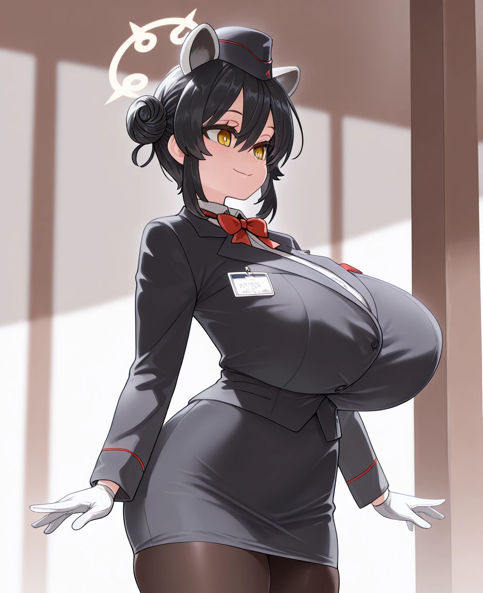 (top-quality, 8K, 12), 1 girl, Messy short hair, (black gentleman's top hat, rainbow Hair, rainbow animal ear, rainbow animal tail, Rainbow Eyes, Black jacket, White shirt, Collared shirt, necktie, White Gloves, White skirt:1.5), the large anime woman is opens her jacket with both hands with naked and walking with her large breasts exposed, (big boobs:1.5), thick thighs, child, the perfect body, ultra detail face, Detailed lips, Slender eyes, fullllbody, stands, enticing, excited, Sweat, steam, frombelow, Auction house, The stage is set behind a majestic red curtain, Professionally illuminated to highlight its grandeur and sophistication, The show is about to start