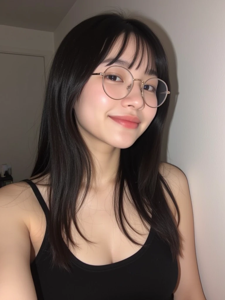 ((最high quality、8K、masterpiece、portrait:1.3)), lively, realistic, Super detailed, high quality, 18 year old plain Japanese woman, Wear glasses, plump body, big breasts、cleavage、shoulder-length black hair、Navy blue dress school swimsuit、realistic school pool、pose by the pool、The background is a high wire mesh、Taken at the best angle