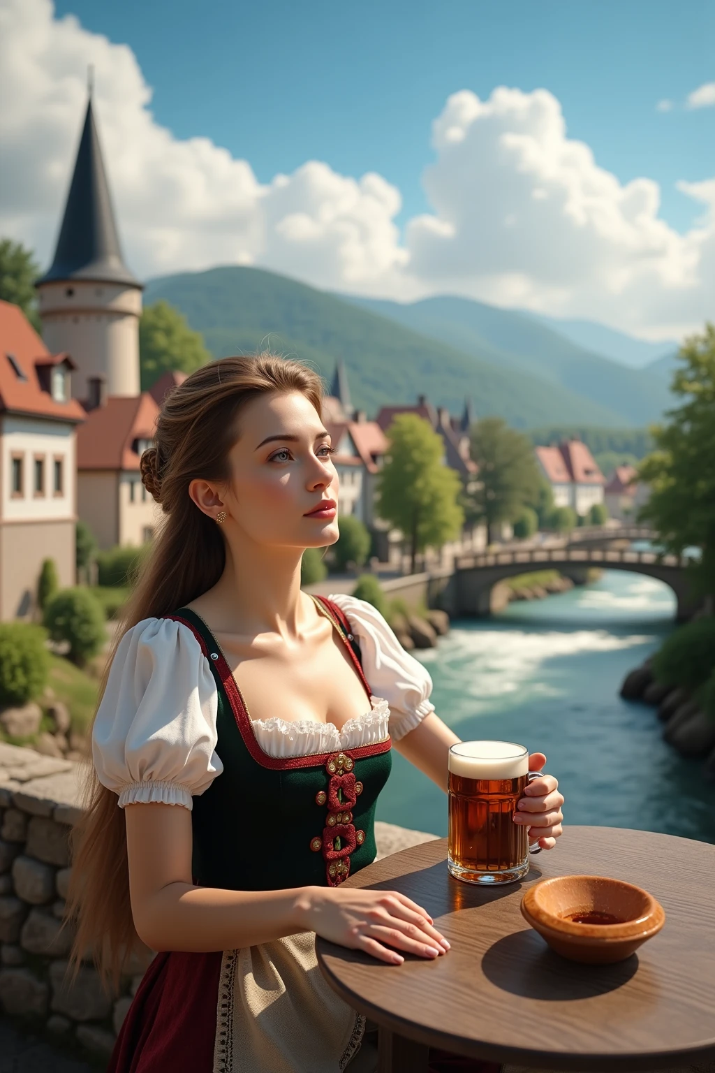 Dynamic Movie, cinematic film still long torso, <lora:ParDet-ColCin:0.73>, ((inside a bustled tavern:1.5)), ((sitting on a table, drinking beer, in a secluded tavern:1.4)), (detailed fur details, intricate leather ornaments), Amidst the icy world of the Arctic desert, a determined and audacious female warrior gracefully depicts in a mesmerizing Mystery-fantasy full-body illustration. Her piercing ice-blue eyes mirror the frigid darkness of the arctic night, reflecting the icy landscape that surrounds her. Adorned in intricately crafted armor, each piece forged with resilient materials to withstand the biting cold and harsh winds, she gracefully depicts as a stalwart guardian amidst the frozen wastes. ((Her shimmering reinforced cloak, woven from strands of frost and ice crystals), billows in the chilling winds), adding to her mystical allure. Surrounded by the relentless blizzards and swirling snow, and the eerie silence of the arctic desert, she embodies the indomitable spirit of the icy wilderness. With each fluid and dynamic movement, she gracefully depicts her resilience and strength, her unwavering courage a beacon amidst the frozen expanse. Inspired by the stark beauty of the Arctic desert and the visionary works of ((Greg Rutkowski), by Milo Manara) and Yoko Honda, this illustration captures the vast expanse of the frozen landscape, inviting viewers to witness the icy wilderness., Heroic Brilliance: Amidst the grandeur of daring deeds, where the heroine's prowess shines bright, a saga unfolds. Witness the ebb and flow of her journey, each chapter intensified by her captivating allure. As challenges mount, her need for aid ignites a flame of unwavering determination, propelling her forward with unmatched courage. In every act, her brilliance radiates, a testament to her unyielding valor and boundless heroism. With resolute courage, she embarks on unprecedented quests, leaving an indelible mark on history with each daring endeavor. . intricate detail, 8k uhd, soft lighting, high quality, film grain, Immersive Point of view, clear lines, glossy surface, oily gloss, perfect composition, symmetrically arranged depth of field, dynamic perspective, subsurface scattering), bokeh, decorative, symmetrical, ((dynamic)),((vignette))), highly detailed, high budget, cinemascope, moody, epic, gorgeous, wide angle, cinematic establishing shot, (attention-grabbing, catchy), shallow depth of field, cinemascope, moody, epic, gorgeous, film grain, grainy, volumetric lighting, subsurface scattering, special effects, color grading, fantasy aura, (vibrant colors, sharp focus, cinematic bloom), official art, official wallpaper, surreal, whimsical atmosphere, powerful energy, cinematic lighting, (extremely intricate), (adorned, glossy, crisp focus), perfect anatomy, transparent, polishing, glowing, shine, dazzling, crisp contrast