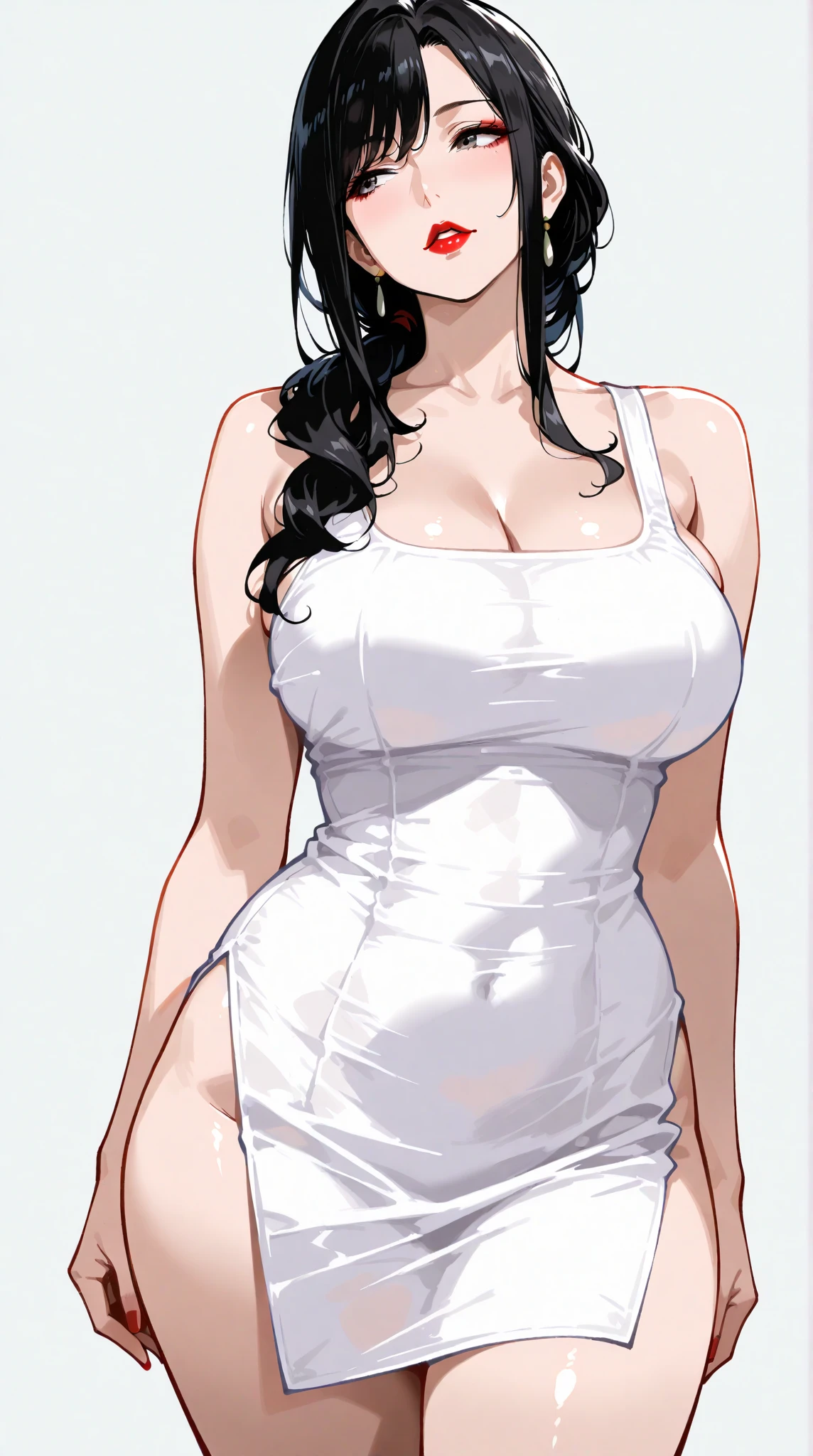 Anime Screenshots, very huge , , Animation, whole body, Breast compression, Sweat, girl,Miss,woman, Mature,30 years old, Realistic and detailed face, Smile, Heart-shaped_student, only_Shoulder, (Huge breasts、Cleavage, cleveage、Big Ass、大leg粗壮)), Perfect body, tHighs, Sailor Suit, Black_skirt, High_High heel, Dentate skin, cleveage_cut out, only_leg, White clothes, indoors, Very beautiful 8KCG wallpaper,