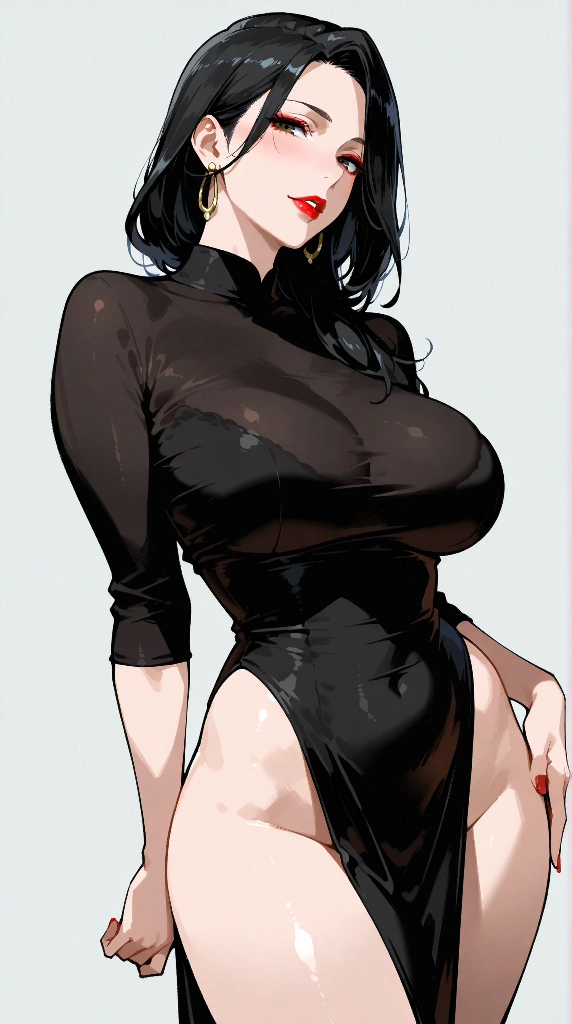 masterpiece、Fully nude sexy older sister front standing illustration for character modeling、White background、Stand up straight