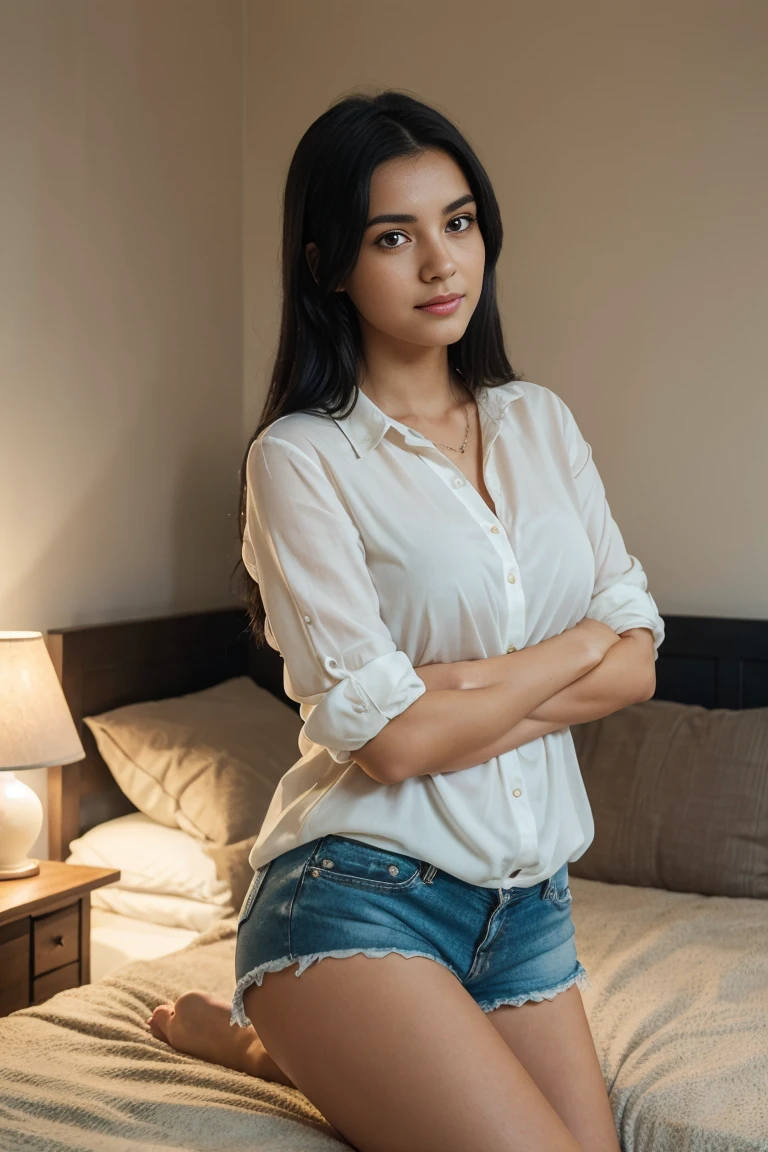 Indian woman sitting on a chair in a room with a white shirt, age 20, embroidered shirt, mid shot portrait, taken with canon 5d mk4, taken with sony a7r camera, shot on sony a 7 iii, shot with sony alpha 1 camera, taken with canon eos 5 d mark iv, white wrinkled shirt, taken with sony alpha 9, front portrait