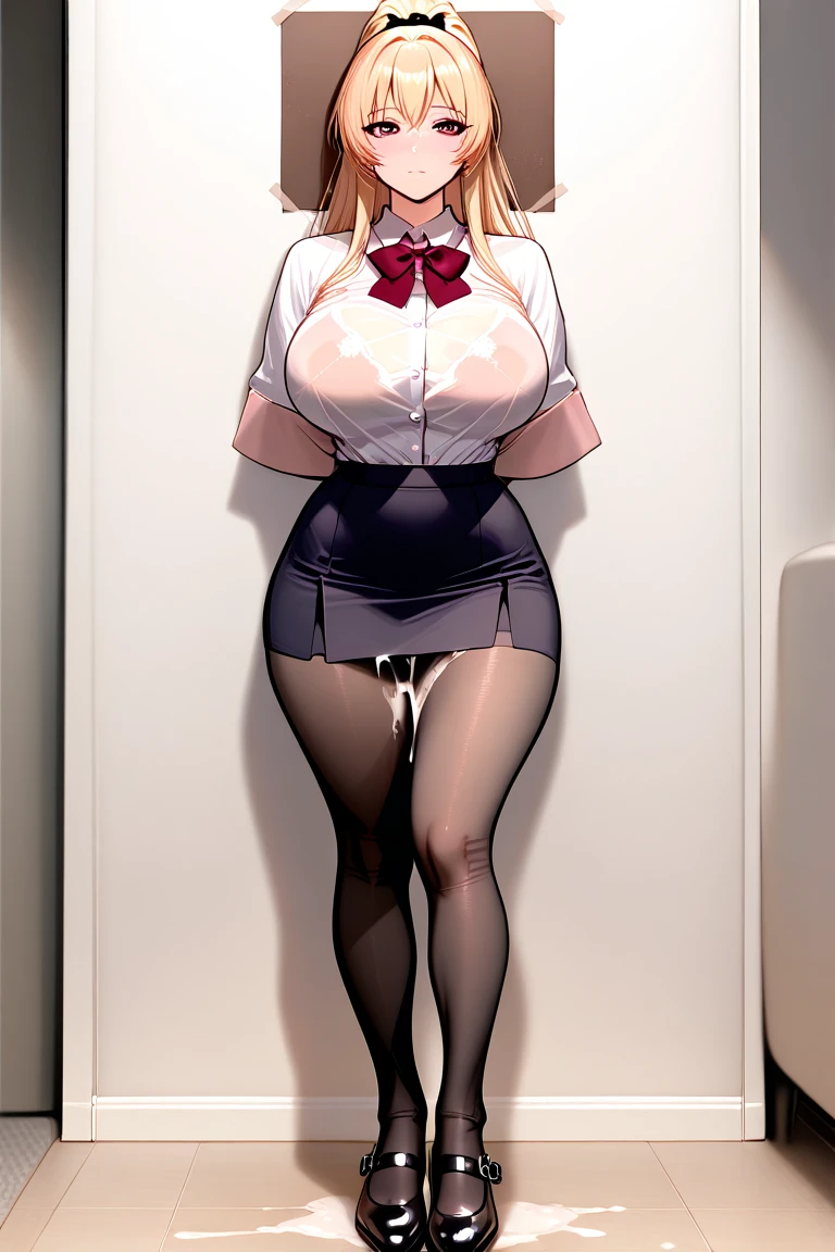 masterpiece, best quality, Itsumi Erika, 1girl, ashen blonde hair, blue eyes, solo, medium breasts, naked body, nude, sexy black underwear, black panties, topless, black socks, full body, standing frontally, pov, looking at viewer, whole body can be seen, expressionless, indoors, locker room, detailed hands, five fingers