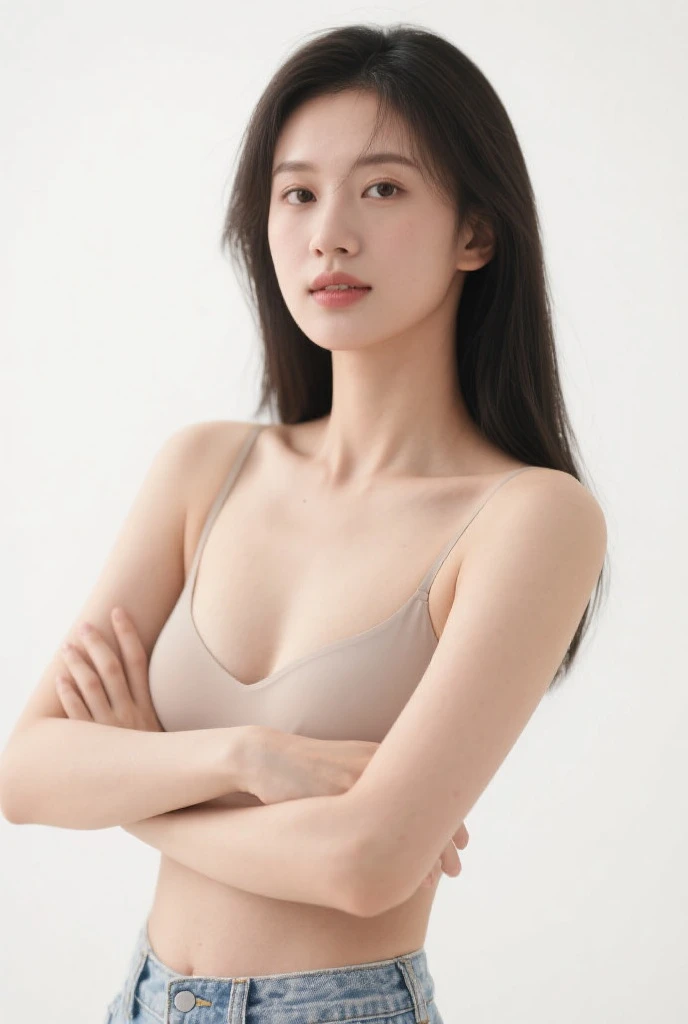 ((Best picture quality, 8K, tmasterpiece:1.3)), 1girll, Beautiful woman with slender abs:1.3, (Casual hairstyle, Leaky big breasts:1.2), Low-cut bra,Super large,Ultra-fine face, A detailed eye, 二重まぶた,ssmile,Home,The figure is very bad,tiny small waist,Super big breasts,Close-up,Close-up chest,White-skinned,The background is casual,Close-up Shot Shot