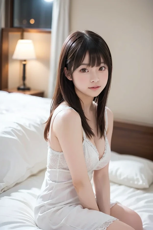 Make it the same face of the woman you created last time.、(bedroom: 1.3), negligee, no panty, Long hair , (Realism: 1.4), (Best Quality: 1.0), (Super Resolution: 1.0), 8K, Raw photo, (masutepiece: 0.2), (Lying in bed。)(Lonely expression)(selfee)A highly detailed, 1 schoolgirl, pale-skinned, Keep an eye out for vibrant colors and details。