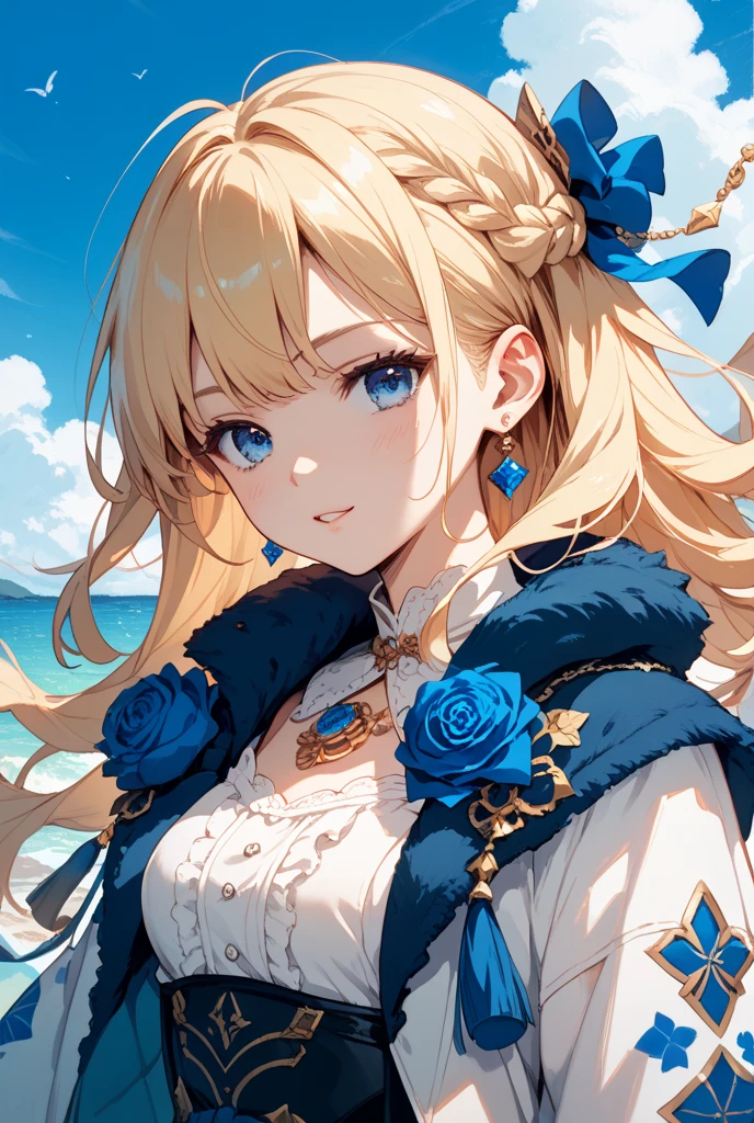 ((masterpiece))((Highest quality))girl、smile、blush、Flat Chest、Are thin、Blonde Hair、Long hair up to half of one's height、blush、Are standing、Whole body image、Even your toes are visible、Eye level on face、front、No background、真frontのアングル