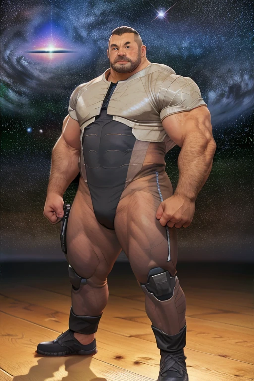 full body portrait, strong burly hairy mature older man(space captain), wearing futuristic captain's uniform insignia (neon and black) (open and revealing) (latex) , gray hair, broad shoulders, round belly, thick feet, bulging micro thong, barefoot, scifi spaceship captain uniform, neon lights, best quality elegant masterpiece, military buzzcut, dark mustache, gray stubble, latex, wearing a latex thong, big bulging crotch, futuristic gear equipment, wearing see through plastic chest armor (neon yellow and electric blue), wearing neon yellow see through chest armor, wearing electric blue latex chaps(see-through) , wearing cool neon sneakers,in spaceship cockpit, lying in spaceship sleeping quarters(bed) (view from above), smiling with teeth showing, nicebulge, waiting in bed, glowing armor, legs up(!) and spread(!) , big muscle ass, wet and dripping ass, hairy pecs, thick long legs, silver hair