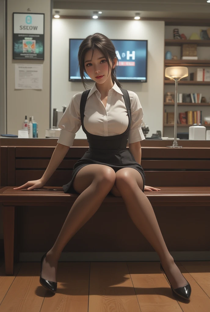((top quality, 8K, masterpiece: 1.3)), Sharp Focus: 1.2, Perfect Style, transparent white panties, (((Spread your legs, bend your knees)))), (Open your mouth: 1.8), (Close your eyes: 0.7), attractive feminine body, beautiful, beautiful, most famous in the world, Waist constriction, Beautiful legs, taut skin, very detailed face and skin texture, detailed eyes, Double eyelids, pale cheeks, healthy skin, (layered hairstyle, dark brown hair), (exposed breasts), (disheveled clothes and hair: 1.2)), (elegant flight attendant uniform: 1.2), (huge breasts), (natural breasts, natural cleavage), (in an incredibly crowded cinema)), from below, ((blushing violently: 1.8)),