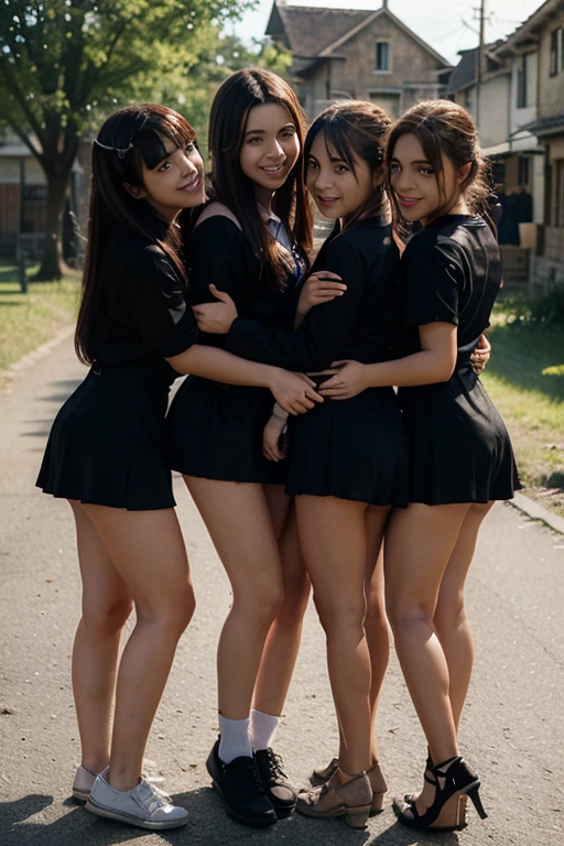 NSFW, (4girls, pussy line,exposed,detailed vagina,baby face:1.5), spread legs, (blue fabric school uniform jacket:1.2), (looking at viewer:1.2) , (Sweat:1.3),(steam:1.3),(slim:1.5), (tanlines:1.5), blond hair, masterpiece, best quality, Cinematic lighting, cinematic angle, low angle shot, (embarrass:1.1), (frown:1.4),neat,(blush:1.6), (defiant look:1.5), (Serious:1.2),(Clenching teeth:1.4),(wet,tears,steam:1.3), school rooftop,long slouchy socks