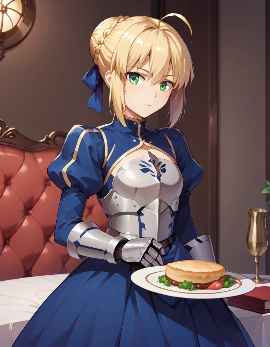 masterpiece, extra limbs, 1lady, 25 years old, gold long high ponytail, gold pubic hair, slant blue eyes, medium pointy breasts large areolas, muscle, serious, contrappo stobreast hold,have claymore, (((clothed plate armor knight))),