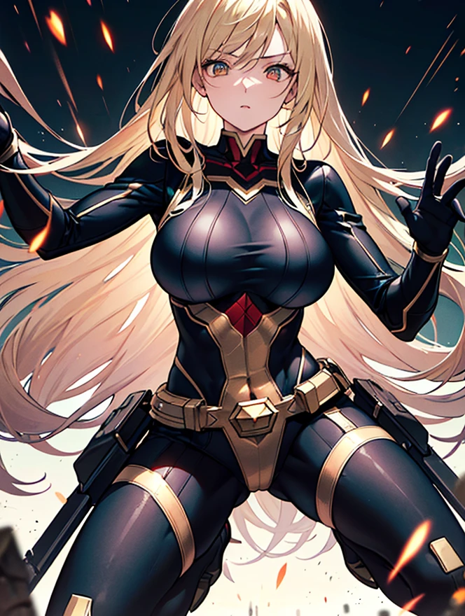 scan, (extremely detailed CG unity 8k wallpaper:1.1), (traditional media:0.9), (sketch:0.9), tracing, ultra-detailed, soft lighting, anime, (1girl), mtladymha, boku no hero academia, long hair, blonde hair, horns, domino mask, bodysuit, large breasts, purple eyes