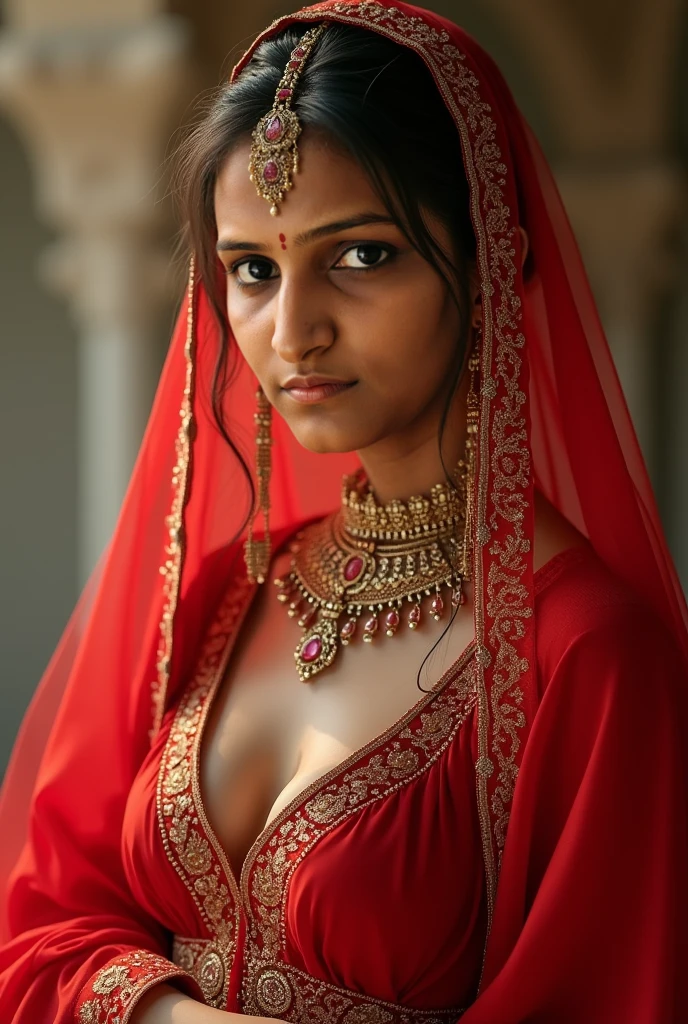An Indian girl perfect figure,cute face,big boob and ass,nude, front view,full body , being horny and pervert