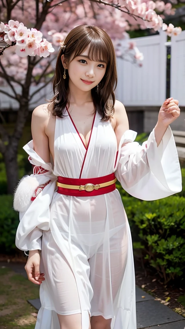 (best quality,4k,8k,highres,masterpiece:1.2),ultra-detailed,(realistic,photorealistic,photo-realistic:1.37), standing, ((Showing off hip:1.4)), BREAK (white and red theme:1.4), (white hair band with fake white rabbit ears:1.4), (white strapless leotard with red obi:1.4), ((white long kimono sleeves with red lace-up, bare shoulders):1.3), ((white choker with red Japanese shrine amulet, omamori):1.3), bare thighs, ((white overknee socks, white long tights):1.3), (japanese wooden clogs geta:1.2), ((Skin is radiant and glowing:1.3)),((I can't look directly at the nipples:1.5, Know the shape of your nipples:1.5)),((You can see the crack of her pussy:1.3))